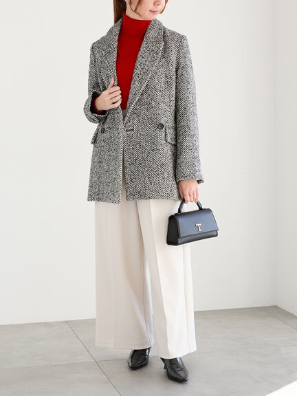 ピークドラペルダブルジャケット（チャコールグレー/ブラック/キャメル）｜Te chichi（テチチ）通販