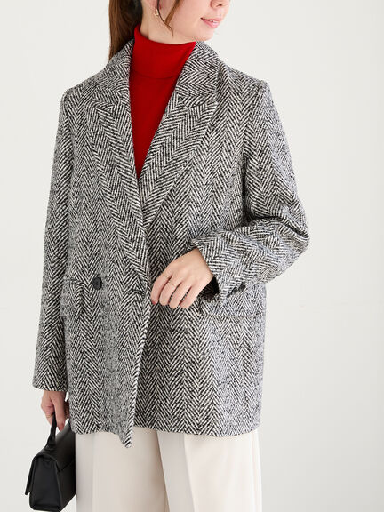 ピークドラペルダブルジャケット（チャコールグレー/ブラック/キャメル）｜Te chichi（テチチ）通販