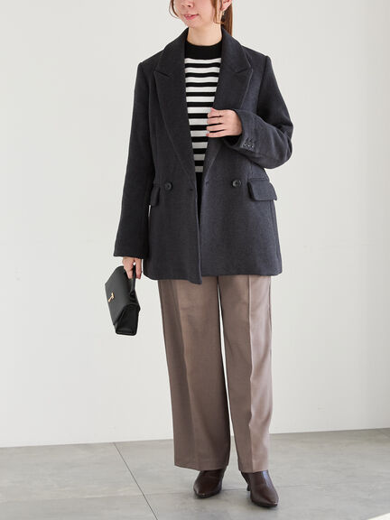 ピークドラペルダブルジャケット（チャコールグレー/ブラック/キャメル）｜Te chichi（テチチ）通販