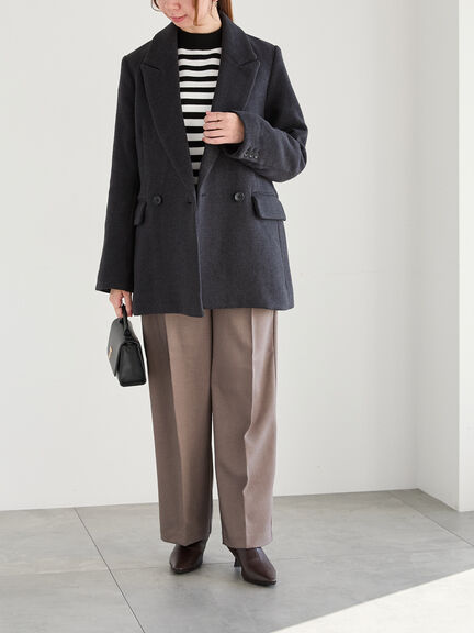 ピークドラペルダブルジャケット（チャコールグレー/ブラック/キャメル）｜Te chichi（テチチ）通販