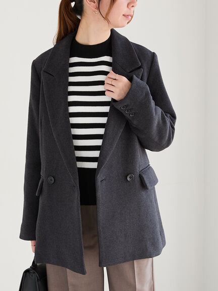 ピークドラペルダブルジャケット（チャコールグレー/ブラック/キャメル）｜Te chichi（テチチ）通販