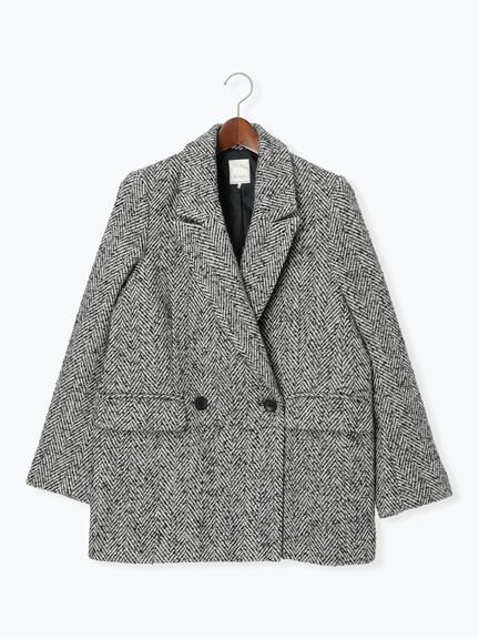 ピークドラペルダブルジャケット（チャコールグレー/ブラック/キャメル）｜Te chichi（テチチ）通販