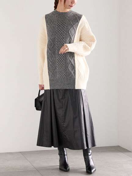 グロッシーレザーライクフレアスカート（ブラック/ブラウン）｜Te chichi（テチチ）通販