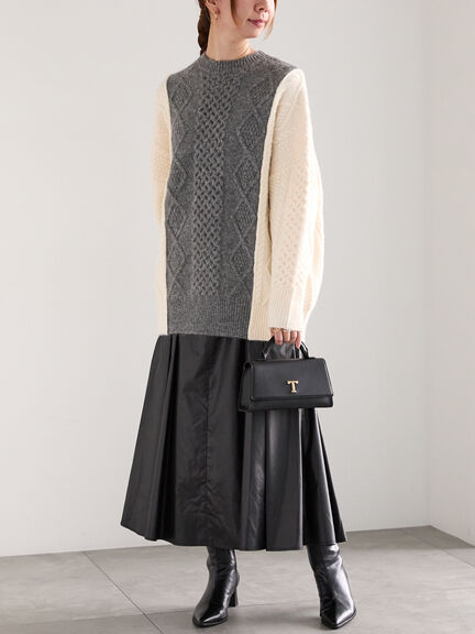 グロッシーレザーライクフレアスカート（ブラック/ブラウン）｜Te chichi（テチチ）通販