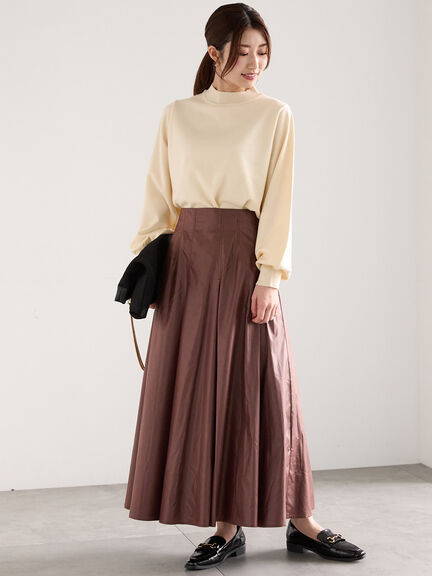 グロッシーレザーライクフレアスカート（ブラック/ブラウン）｜Te chichi（テチチ）通販