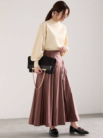 グロッシーレザーライクフレアスカート（ブラック/ブラウン）｜Te chichi（テチチ）通販