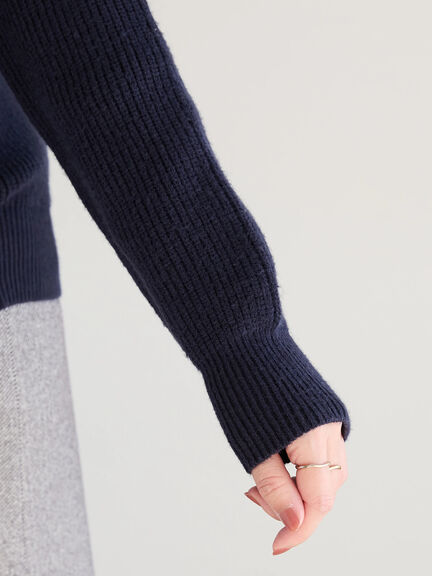 フラワービジュー畦ニットプルオーバー（グレー/ネイビー）｜Te chichi（テチチ）通販