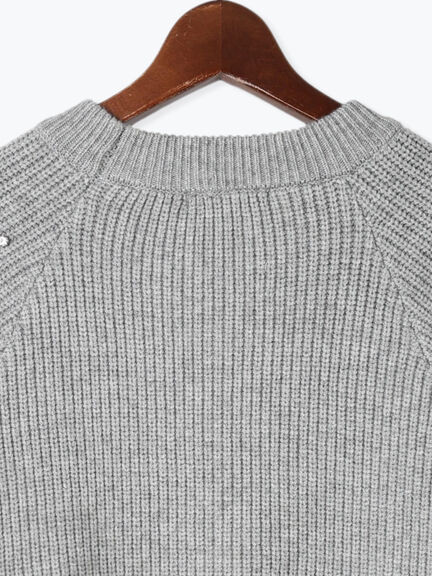 フラワービジュー畦ニットプルオーバー（グレー/ネイビー）｜Te chichi（テチチ）通販