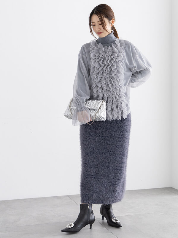 美品♡liten リテン レイヤードフリルブラウス ヒヤシンス liten レイヤードフリルブラウスヒヤシンスリテン