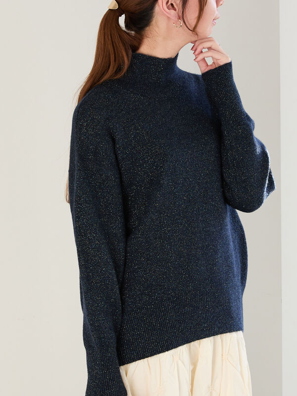ミックスラメハイネックニット（ネイビー）｜Te chichi（テチチ）通販