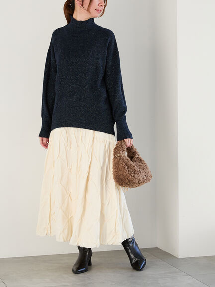 ミックスラメハイネックニット（オフホワイト/ブラック/ネイビー）｜Te chichi（テチチ）通販