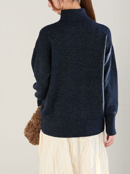 ミックスラメハイネックニット（オフホワイト/ブラック/ネイビー）｜Te chichi（テチチ）通販