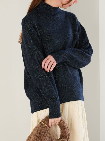 ミックスラメハイネックニット（オフホワイト/ブラック/ネイビー）｜Te chichi（テチチ）通販