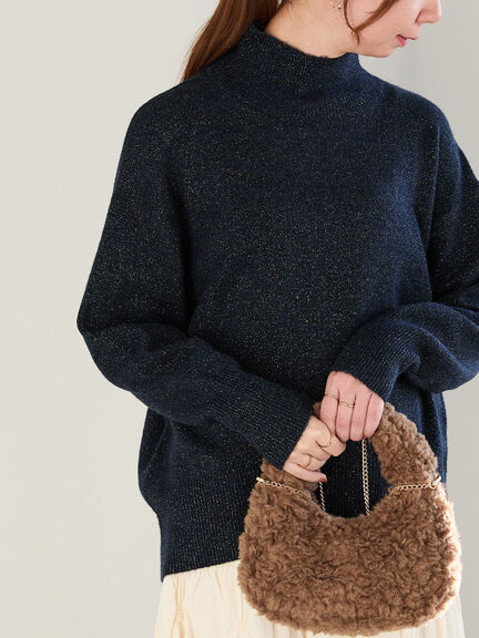 ミックスラメハイネックニット（オフホワイト/ブラック/ネイビー）｜Te chichi（テチチ）通販