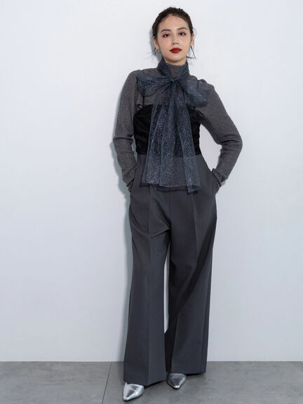 【Atelier Soirée】ジャカード切替デザインコンビネゾン（グレー）｜Te chichi（テチチ）通販