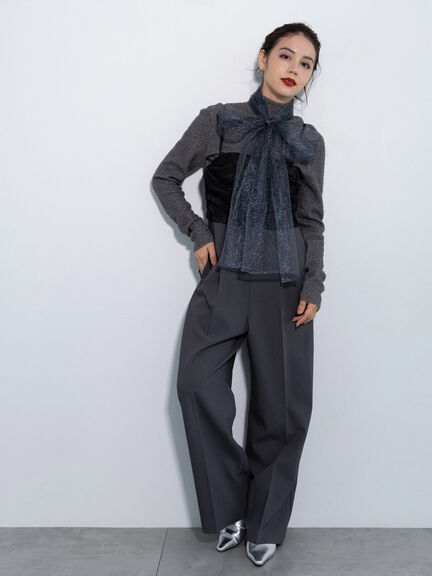 【Atelier Soirée】ジャカード切替デザインコンビネゾン（グレー）｜Te chichi（テチチ）通販