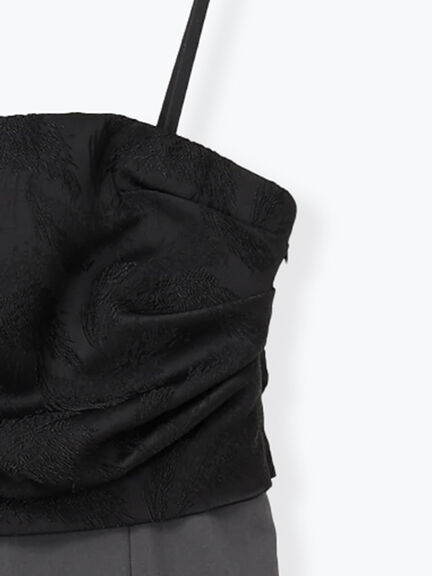 【Atelier Soirée】ジャカード切替デザインコンビネゾン（グレー）｜Te chichi（テチチ）通販