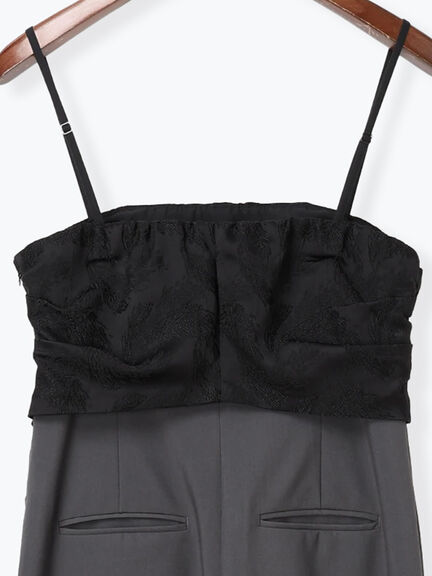 【Atelier Soirée】ジャカード切替デザインコンビネゾン（グレー）｜Te chichi（テチチ）通販