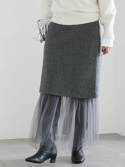 【佐藤晴美着用】マルチWAYレイヤードスカート（グレー/ブラック）｜Te chichi（テチチ）通販