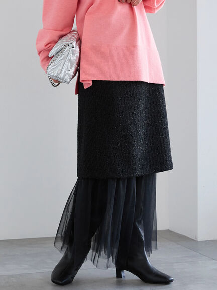 【佐藤晴美着用】マルチWAYレイヤードスカート（グレー/ブラック）｜Te chichi（テチチ）通販