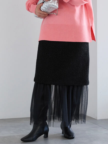 【佐藤晴美着用】マルチWAYレイヤードスカート（グレー/ブラック）｜Te chichi（テチチ）通販