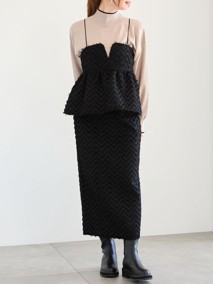 カットジャカードボンディングキャミソール（セットアップ可）（オフホワイト/ブラック）｜Te chichi（テチチ）通販