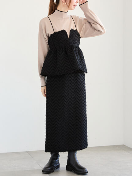 カットジャカードボンディングキャミソール（セットアップ可）（オフホワイト/ブラック）｜Te chichi（テチチ）通販