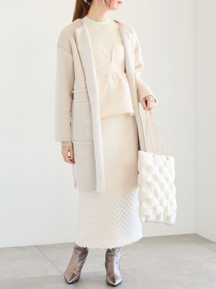 カットジャカードボンディングキャミソール（セットアップ可）（オフホワイト/ブラック）｜Te chichi（テチチ）通販