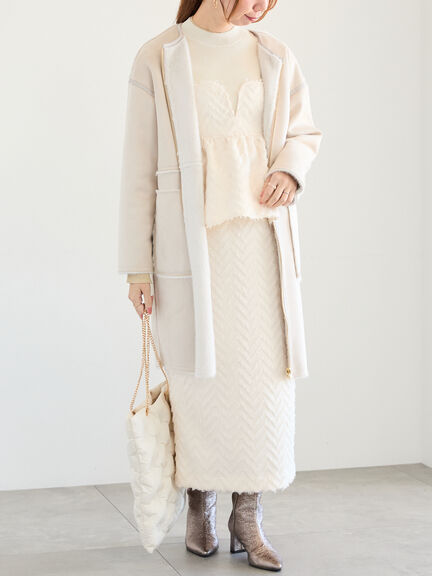 カットジャカードボンディングキャミソール（セットアップ可）（オフホワイト/ブラック）｜Te chichi（テチチ）通販