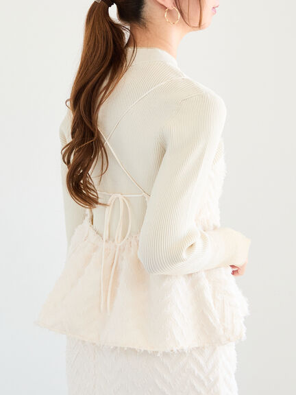 カットジャカードボンディングキャミソール（セットアップ可）（オフホワイト/ブラック）｜Te chichi（テチチ）通販