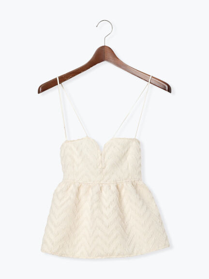 カットジャカードボンディングキャミソール（セットアップ可）（オフホワイト/ブラック）｜Te chichi（テチチ）通販