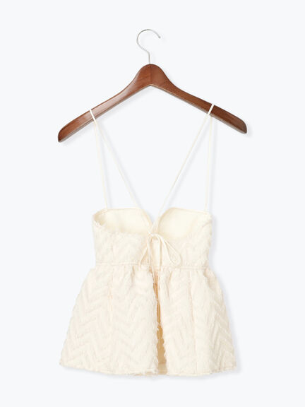 カットジャカードボンディングキャミソール（セットアップ可）（オフホワイト/ブラック）｜Te chichi（テチチ）通販