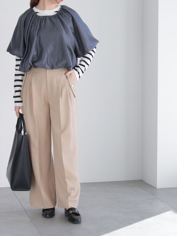 セール】 バルーンショートレイヤートップス（オフホワイト