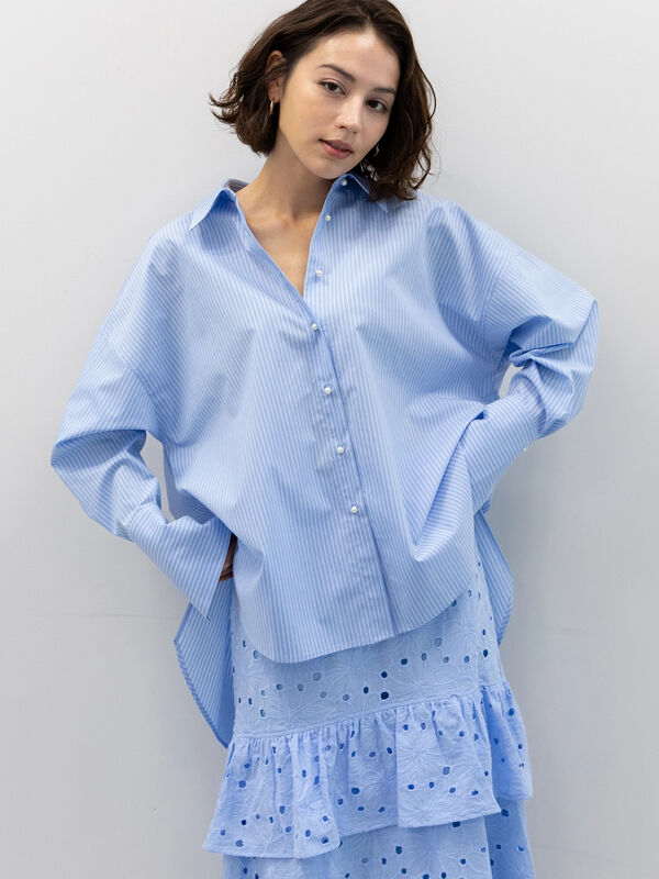 バール釦ロングシャツ（サックスブルー）｜Te chichi（テチチ）通販