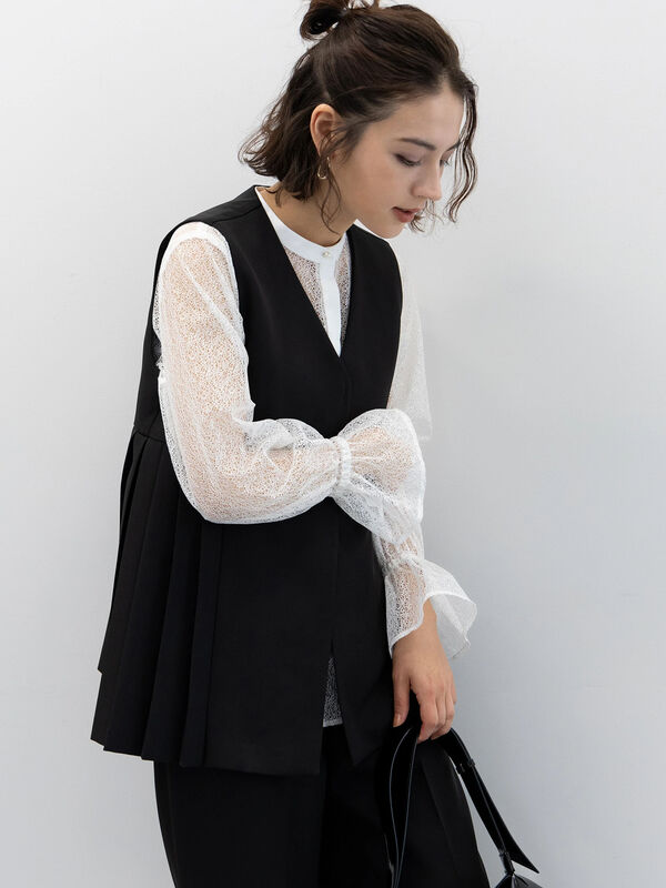 セール】 【セレモニーアイテム】サイドプリーツペプラムジレ