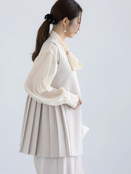 【セレモニーアイテム】サイドプリーツペプラムジレ（セットアップ可）（ブラック/ベージュ）｜Te chichi（テチチ）通販
