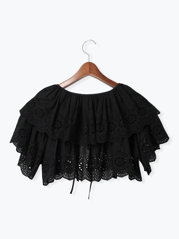 セール】 カットワークレースレイヤードボレロ（オフホワイト/ブラック