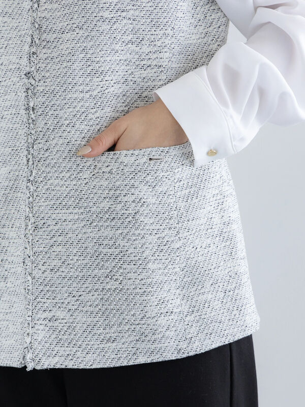 セール】 【セレモニーアイテム】フリンジツイードジレ（グレー