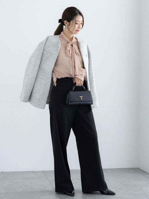 TO BE CHIC フリンジツイードジャケット サイズ40*HD1023 L】ファンシーツイード ノーカラージャケット(ジャケット)｜TO BE CHIC