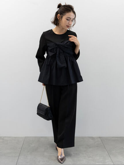【セレモニーアイテム】リボンビスチェドッキングブラウス（セットアップ可）（ブラック）｜Te chichi（テチチ）通販