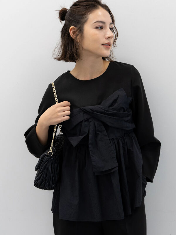 セール】 【セレモニーアイテム】リボンビスチェドッキングブラウス