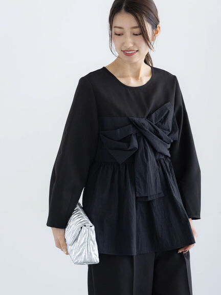 【セレモニーアイテム】リボンビスチェドッキングブラウス（セットアップ可）（ブラック）｜Te chichi（テチチ）通販