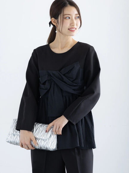【セレモニーアイテム】リボンビスチェドッキングブラウス（セットアップ可）（ブラック）｜Te chichi（テチチ）通販