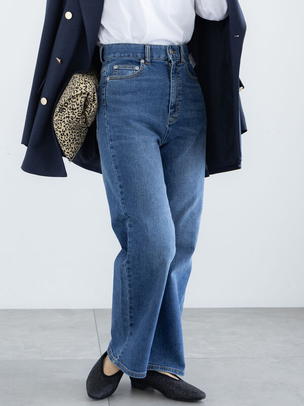 セール】 ワイドシルエットデニムパンツ（ブルー/ネイビー/ボトムス