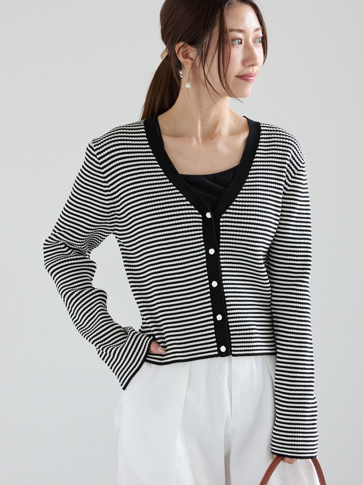【セール 登場から人気沸騰】 セール】 リブVネックカーディガン《2025spring item catalog トップス