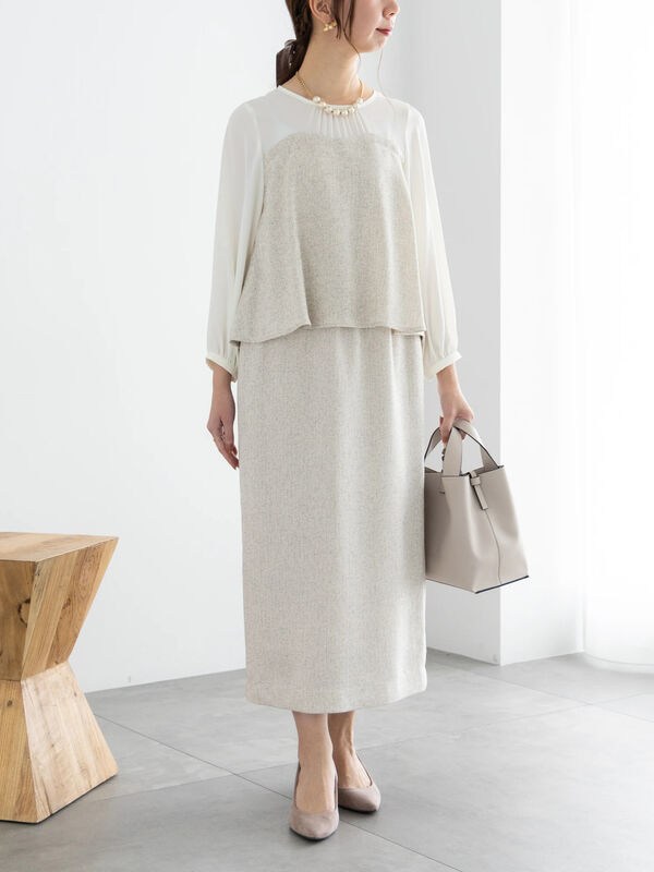 ミューズライン ツイードワンピース etereve（Tweed Dress with