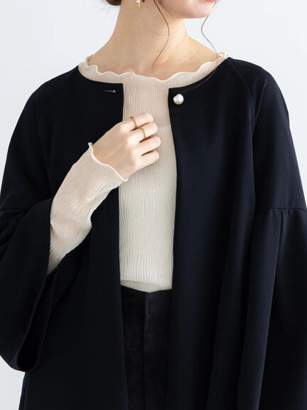 【WEB限定】ブライトシアーワッシャートップス【セレモニーアイテム】（ブラック/ベージュ）｜Te chichi（テチチ）通販