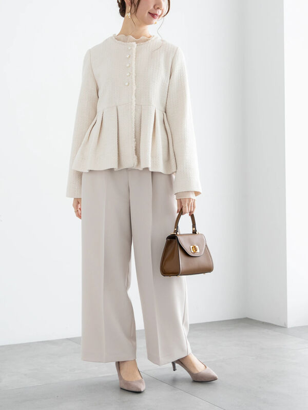 WEB限定】トライスピン杢ツイードペプラムジャケット【セレモニー