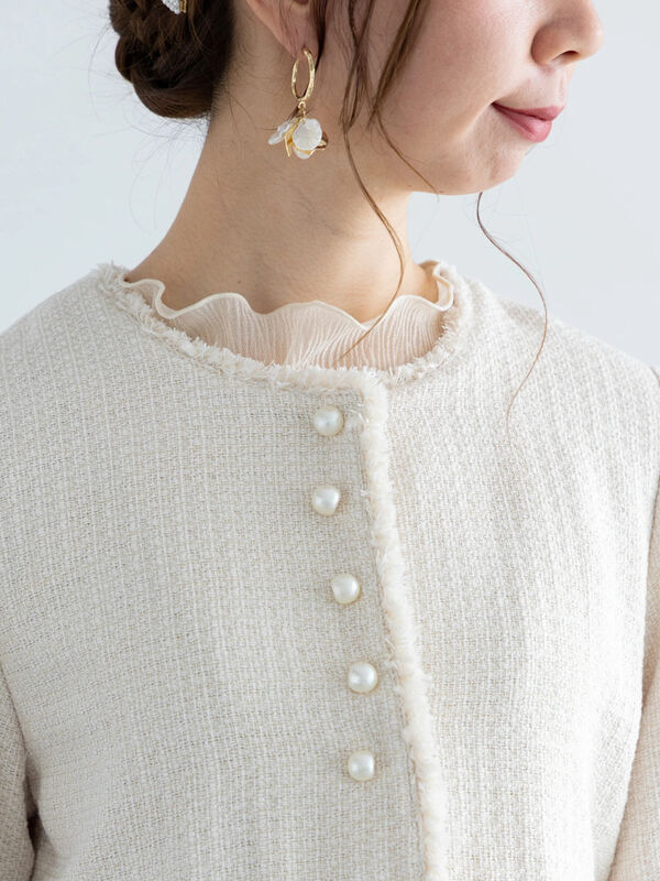 WEB限定】トライスピン杢ツイードペプラムジャケット【セレモニー