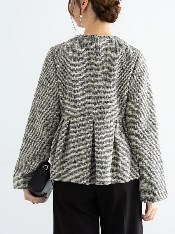 WEB限定】トライスピン杢ツイードペプラムジャケット【セレモニー